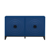 U-Style Storage Cabinet Sideboard Wooden Cabinet with Stunning Water Wave Door Design, Rubberwood N711P205934V