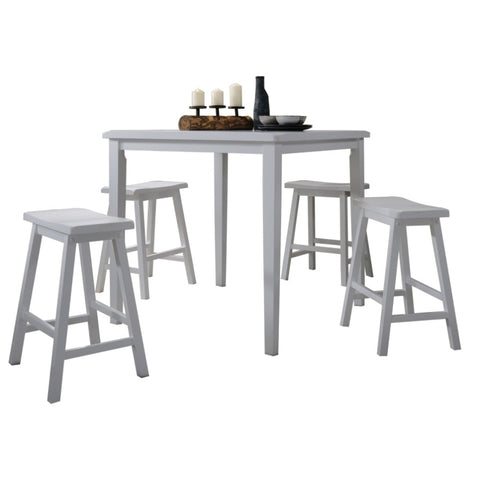 ZUN White 5-piece Counter Height Set with Saddle Stools B062P189102