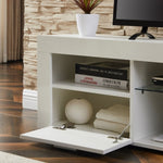 ZUN White morden TV Stand with LED Lights,high glossy front TV Cabinet,can be assembled in Lounge Room, W67936012