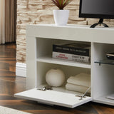 ZUN White morden TV Stand with LED Lights,high glossy front TV Cabinet,can be assembled in Lounge Room, W67936012