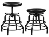 Vintage Faux Leather Counter-Height Bar Stool with Metal Legs for Kitchen Restaurant, Black 91201469