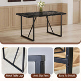 Industrial rectangular MDF black dining table for 4-6 people with 1.5 inch thick MDF top and black W1151P185154