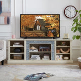 Large TV Desk Storage Rack with Faux Stacked Stone Surround,Media Console Table with Large Storage W1758P187682