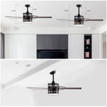 ZUN 52-inch 5-blade Lighted Ceiling Fan with Remote Control , Glass Shade --Matte W1592P162583