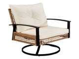 3 Pieces Outdoor Swivel Rocker Patio Chairs, Wicker Patio Bistro Set with 2 Rocking Chairs and 1 84665912