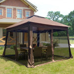 ZUN Outdoor 11x 11Ft Pop Up Gazebo Canopy With Removable Zipper Netting,2-Tier Soft Top Event W419104362