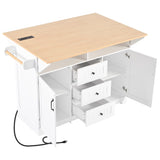 K&K 55.7'' Large Kitchen Island with 2 Drop Leaf,, Rolling Kitchen Cart on 5 Wheels with Power N707P186617W