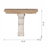 ZUN 13.8x9.1x11.4" Distressed Brown and White Wooden Wall Shelf with Corbel Design W2078P223131