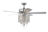 ZUN 52'' Classical Crystal Ceiling Fan Lamp 3 Speed Hand Pull Chain , 5 Reversible W1592P182008