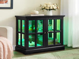 LED Curio Display Cabinet, Antique Display Cabinet with Adjustable Shelves, Retro Design Quality 02623610