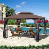 ZUN 13x10 Outdoor Patio Gazebo Canopy Tent With Ventilated Double Roof And Mosquito net W41942173