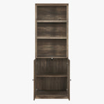 ZUN 1 Doors Bookshelf with USB Port and 3 Open Shelves Bookcase Side Cabinet Storage Shelves, Rustic WF531476AAD