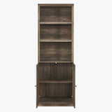 ZUN 1 Doors Bookshelf with USB Port and 3 Open Shelves Bookcase Side Cabinet Storage Shelves, Rustic WF531476AAD