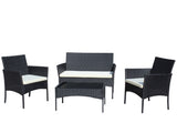 4 PC Rattan Patio Furniture Set Outdoor Patio Cushioned Seat Wicker Sofa W209P149123