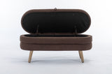 036-Boucle Fabric Storage Bench Bedroom Bench With Wood Legs For Living Room Bedroom Indoor,Brown W527121996