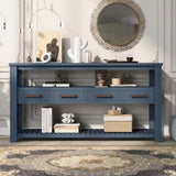 U_STYLE Modern Console Table Sofa Table for Living Room with 4 Drawers and 2 Shelves GL-N711P234484V