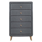 ZUN Light Grey Upholstered 5-drawer Chest B062P186552