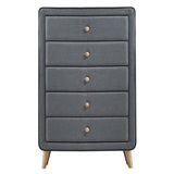 ZUN Light Grey Upholstered 5-drawer Chest B062P186552