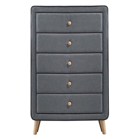 ZUN Light Grey Upholstered 5-drawer Chest B062P186552