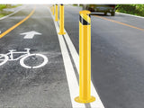 ZUN Safety Bollard Post, 42 Inch Height Steel Bollards, 3.5 Inch Diameter Parking Bollard, Yellow Powder 07472100