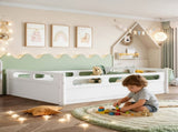 Full Size Floor Platform Bed with Full-length Guardrails, Low Profile Full Bed Frame, No Box Spring W1580P438792