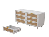 43.31"6-Drawers Rattan Storage Cabinet Rattan Drawer,for Bedroom,Living Room,White W757P234587