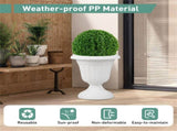 Set of 2 Vintage Urn Planters, Weather-Proof PP Flower Pots with Optional Drainage Holes for Indoor 94831209