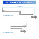 Pot Filler Faucet - Wall Mount Kitchen Sink Faucet Folding Stretchable with Single Hole Two Handles, W1243P324203