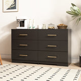 ZUN Black color Large 6 drawers chest of drawer dressers table with golden handle W1320110987