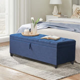 ZUN 55.3 Inch Extra Long Storage Ottoman Entryway Bench with Flip Top Storage Chest with Padded Seat Bed W1435P163386