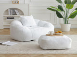 Giant Bean Bag Chair withFootstool, Oversized Bean Bag for Adults and Kids, Faux Fur Shell-Shaped W2677P306793