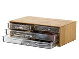 3 Tier 4 Drawer Cosmetic Organizer and Jewelry Chest in Bamboo 87247184