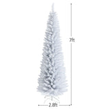 7 Feet White Artificial Christmas Pencil Tree with Folding Metal Stand 87508550