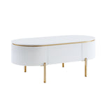 ZUN ACME Daveigh Coffee Table, White High Gloss & Gold Finish LV02464