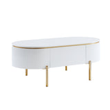 ZUN ACME Daveigh Coffee Table, White High Gloss & Gold Finish LV02464