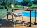55" Outdoor Bar Table with Wheels, Rectangle Narrow Counter Height Table, Ideal Bar Height Table for 80650749
