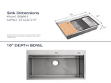 Stainless Steel Kitchen Sink, 33x22 Single Bowl, Overmount Handmade Sink in Brushed, with Cutting 58856153