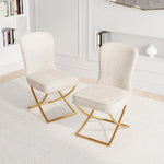 ZUN Dining Set of 2, Beige velvet Backrest and golden Metal legs.For Modern Kitchen Dining Room W1727P195278