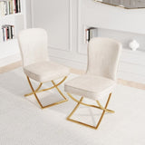 ZUN Dining Set of 2, Beige velvet Backrest and golden Metal legs.For Modern Kitchen Dining Room W1727P195278