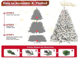 Artificial 6ft Flocked Christmas Tree with 888 PVC Branch Tips, Pine cone*35pcs, 350L warm white 73361399