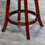 30" Bar Height X-Back Swivel Stool, Cherry Finish, Beige Fabric Seat B04660709