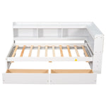 ZUN Twin Bed with L-shaped Bookcases,Drawers ,White 06066323