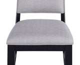 2pc Beautiful Side Chair Gray Fabric Upholstery Black Finish Frame Wooden Furniture B011P179887