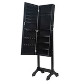 Non Full Mirror Wooden Floor Standing 4-Layer Shelf Jewelry Storage Adjustable Mirror Cabinet *Black 31653593