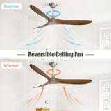 ZUN 60 Inch Outdoor Ceiling Fan Without Light 3 ABS Blade with Smart APP Control W934P156671