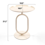 Lantern-shaped Metal End Table, Small Round Side Table, Modern Coffee Drink Cocktail Table, Small W2664P232829