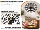 Black Tree of Life Decorative Wall Clock, 27 Non-Ticking Quartz Movement Easy to Read 86491355
