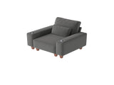 Dark Gray Chenille Deep Seat Single Sofa Chair with Brushed Stainless Steel Cup Holder and 41805235