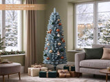 5 FT Slim Pencil Artificial Christmas Tree, Frosted Gray-Green & Silver Needles, Flame Retardant 38361992