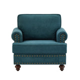 Modern Sofa for Living Room,38"Green Chenille Sofa Couch, Sectional Love Seat Sofa Couch with Brown W1708135965